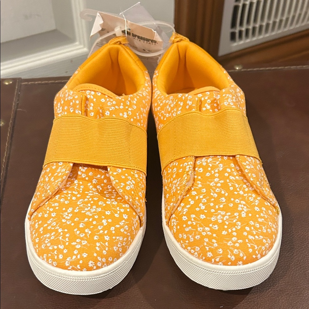 OshKosh B'gosh Kids Orange Floral Sneakers Size 3 - Picture 7 of 7